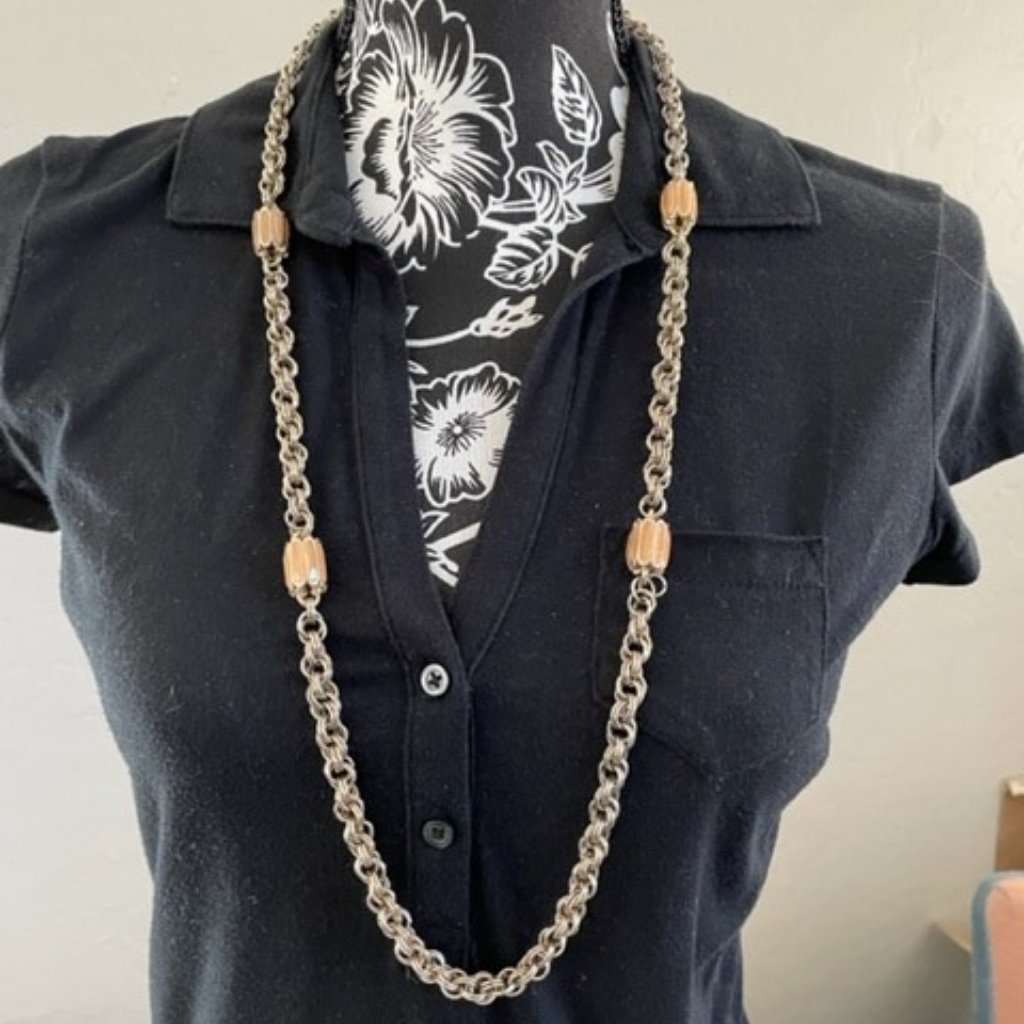 Vintage Banana Republic Thick Gold Chain With Enamel Beads So 70s 35$
